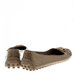 مملوكة مسبقًا Louis Vuitton Beige Patent Leather Oxford Ballet Flats Size 38