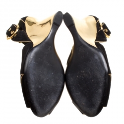 Pre Owned Louis Vuitton Black Suede Wedge Sandals Size 38