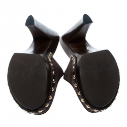 Pre Owned Louis Vuitton Brown Nubuck Dice Clogs Size 36