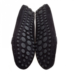 Pre Owned Louis Vuitton Black Perforated Suede Oxford Loafers Size 38