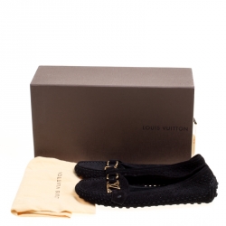 Pre Owned Louis Vuitton Black Perforated Suede Oxford Loafers Size 38