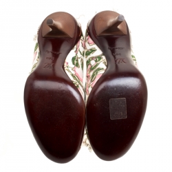 Pre Owned Louis Vuitton White Multicolor Fabric Flower Fields Print Pumps Size 36.5