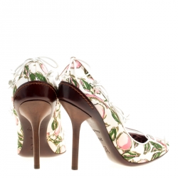 Pre Owned Louis Vuitton White Multicolor Fabric Flower Fields Print Pumps Size 36.5