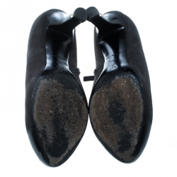 Pre Owned Louis Vuitton Black Suede Ankle Booties Size 39.5