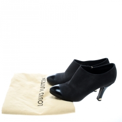 Pre Owned Louis Vuitton Black Suede Ankle Booties Size 39.5