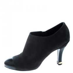 Pre Owned Louis Vuitton Black Suede Ankle Booties Size 39.5