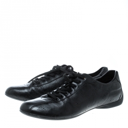 مملوكة مسبقًا Louis Vuitton Black Perforated Leather Low Top Sneakers Size 39.5