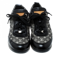 Louis Vuitton Black Monogram Canvas And Leather Sneakers Size 39.5