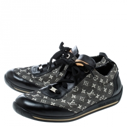 Louis Vuitton Black Monogram Canvas And Leather Sneakers Size 39.5