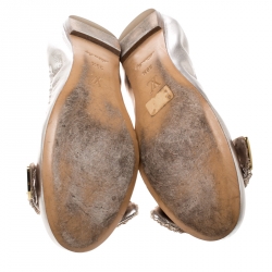 Pre Owned حذاء فلات بالية لوي فيتون أميوليت ترتر وجلد ميتالك مقاس 40.5