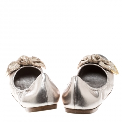 Pre Owned حذاء فلات بالية لوي فيتون أميوليت ترتر وجلد ميتالك مقاس 40.5