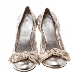 Pre Owned حذاء فلات بالية لوي فيتون أميوليت ترتر وجلد ميتالك مقاس 40.5