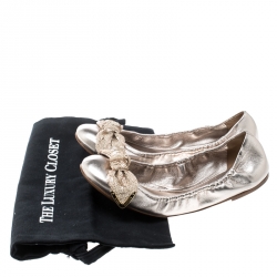 Pre Owned حذاء فلات بالية لوي فيتون أميوليت ترتر وجلد ميتالك مقاس 40.5