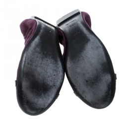 Pre Owned Louis Vuitton Purple Suede And Leather Elba Scrunch Ballet Flats Size 39.5