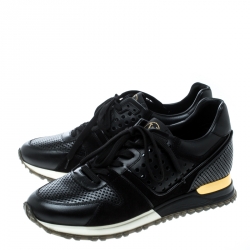 Louis Vuitton Black Leather and Suede Runaway Sneakers Size 39