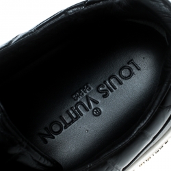 Pre Owned Louis Vuitton Black Crocodile Embossed Leather Frontrow Sneakers Size 39.5
