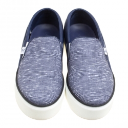 Louis Vuitton Blue Printed Canvas and Leather Slip On Sneakers Size 39