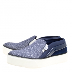 Louis Vuitton Blue Printed Canvas and Leather Slip On Sneakers Size 39