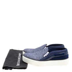 Louis Vuitton Blue Printed Canvas and Leather Slip On Sneakers Size 39