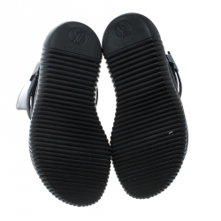 Pre Owned Louis Vuitton Black/Brown Patent Leather and Monogram Canvas Ankle Strap Sandals Size 39