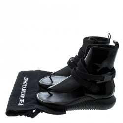 Pre Owned Louis Vuitton Black/Brown Patent Leather and Monogram Canvas Ankle Strap Sandals Size 39