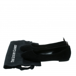 مملوكة مسبقًا Louis Vuitton Black Suede Uniformes Revival Round Toe Ballet Flats Size 39