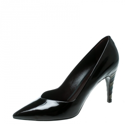 Pre Owned Louis Vuitton Brown Patent Leather Pointed Toe Pumps Size 39.5