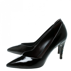 Pre Owned Louis Vuitton Brown Patent Leather Pointed Toe Pumps Size 39.5