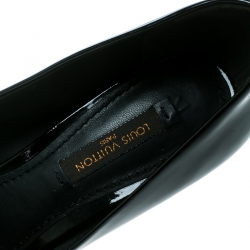 Pre Owned Louis Vuitton Black Patent Leather Fringe Detail Loafer Pumps Size 37.5