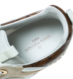 Louis Vuitton Beige Suede With White Mesh And Monogram Canvas Run Away Sneakers Size 35