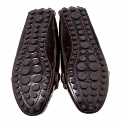 Pre Owned حذاء لوفرز أوكسفورد لوي فيتون جلد لامع أحمر داكن مقاس 38.5