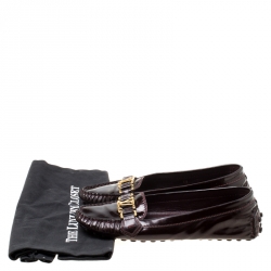 Pre Owned حذاء لوفرز أوكسفورد لوي فيتون جلد لامع أحمر داكن مقاس 38.5