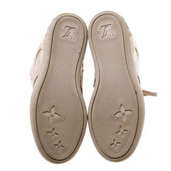 Louis Vuitton Beige Monogram Suede and Leather Cliff Top Sneaker Boots Size 38