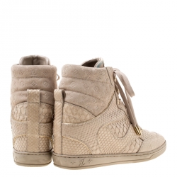 Louis Vuitton Beige Monogram Suede and Leather Cliff Top Sneaker Boots Size 38