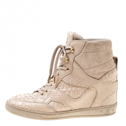 Louis Vuitton Beige Monogram Suede and Leather Cliff Top Sneaker Boots Size 38