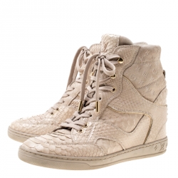 Louis Vuitton Beige Monogram Suede and Leather Cliff Top Sneaker Boots Size 38