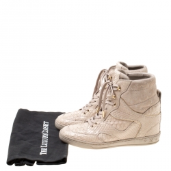 Louis Vuitton Beige Monogram Suede and Leather Cliff Top Sneaker Boots Size 38