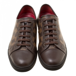 Pre Owned حذاء رياضي لوي فيتون بانشي جلد ودامييه إيبين بعنق منخفض مقاس 40