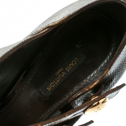 مملوكة مسبقًا حذاء كعب عالي لوي فيتون مقدمة مفتوحة ريتوار فتيش كانفاس مقوى مونوغرامي مقاس 39