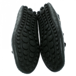 Pre Owned Louis Vuitton Black Monogram Empreinte Leather Gloria Flat Loafers Size 38.5