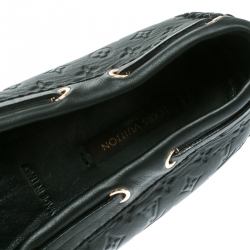 Pre Owned Louis Vuitton Black Monogram Empreinte Leather Gloria Flat Loafers Size 38.5