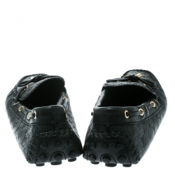 Pre Owned Louis Vuitton Black Monogram Empreinte Leather Gloria Flat Loafers Size 38.5
