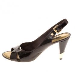 Pre Owned Louis Vuitton Amarante Monogram Vernis No Doubt! Slingback Sandals Size 39