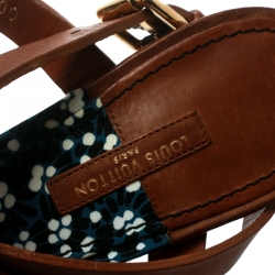 مملوكة مسبقًا صندل لوي فيتون ملتف كاحل مزخرف كريستال جلد بني مقاس 39.5