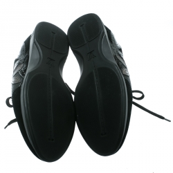 Louis Vuitton Black Leather And Suede Fleur Pattern Sneakers Size 41