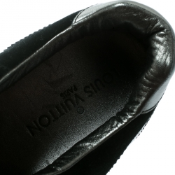 Louis Vuitton Black Leather And Suede Fleur Pattern Sneakers Size 41