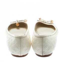 Pre Owned حذاء باليرينا فلات لوي فيتون ديبي جلد بني مونوغرامي فيونكة مقاس 35.5