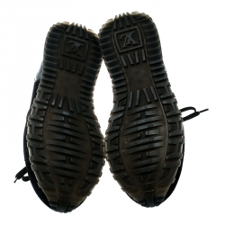 Louis Vuitton Black Perforated Suede and Leather Run Away Lace Up Sneakers Size 39