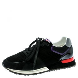 Louis Vuitton Black Perforated Suede and Leather Run Away Lace Up Sneakers Size 39