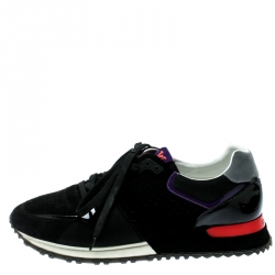 Louis Vuitton Black Perforated Suede and Leather Run Away Lace Up Sneakers Size 39